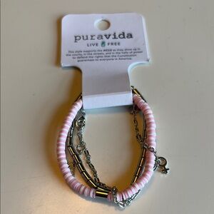 Pura Vida Pink and Silver Bracelet Trio